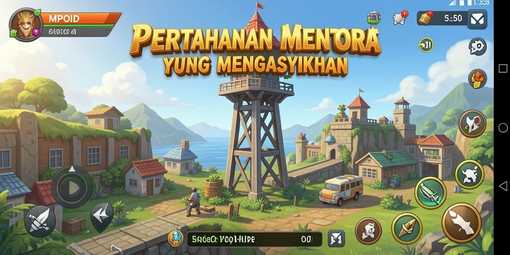 Tangkapan layar MPOID menampilkan aksi menegangkan dalam Tower Defense.